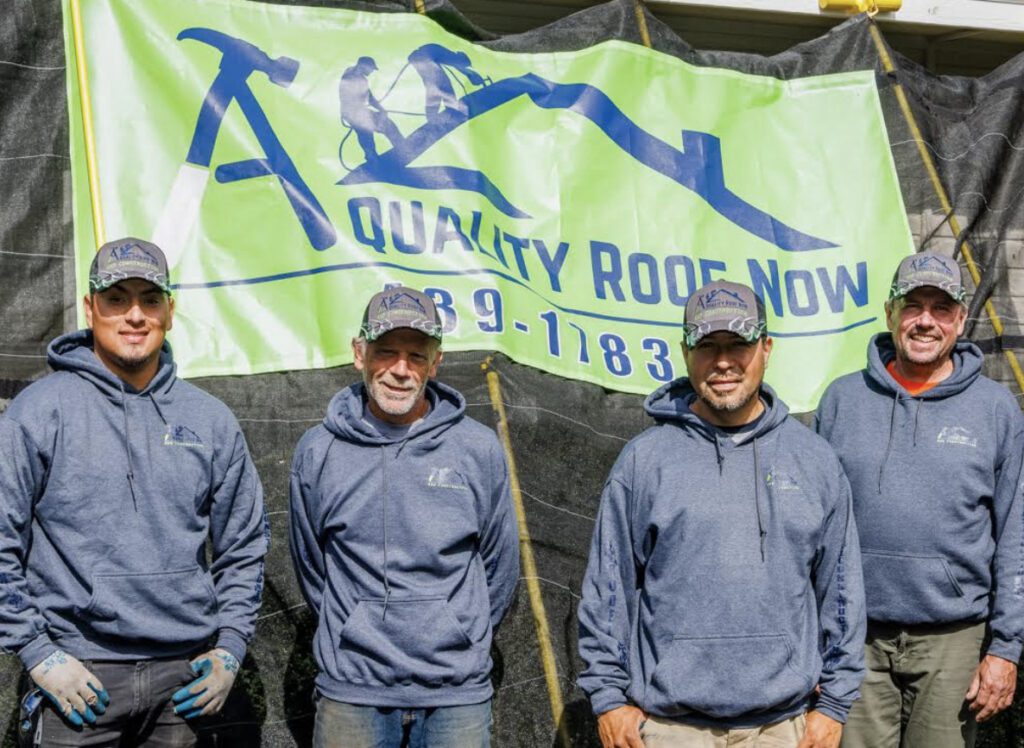 Crew of roofing contractors